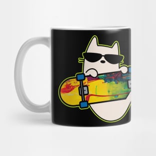 Cat and Skateboard Skateboarding Cat Deck Art Mug